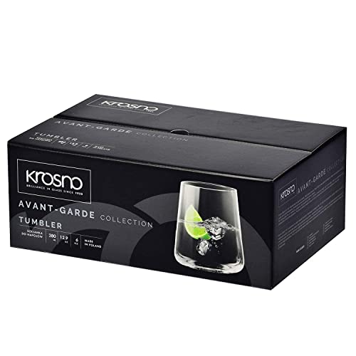 Krosno Water Juice Drinking Glasses | Set of 6 | 12.9 oz | Avant-Garde Collection | Crystal Glass | Perfect for Home, Restaurants and Parties | Dishwasher Safe | The Storepaperoomates Retail Market - Fast Affordable Shopping