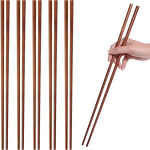 Donxote Cooking Chopsticks, Extra Long Wooden Kitchen Frying Chopstick 16.5 Inches – Brown(6-Pairs)