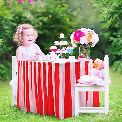 2 Pieces Red White Striped Table Skirt Circus Theme Table Skirt for Carnival Home Decoration Party Supplies | The Storepaperoomates Retail Market - Fast Affordable Shopping