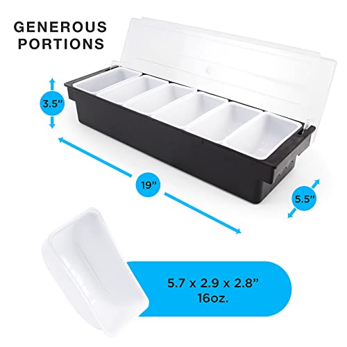 Cocktailor Condiment Tray Bar Accessories – 6 Chilled Garnish Stations with Lids for Bartending Home, Restaurant or Bar to Serve Taco Toppings, Ice Cream, Fruit | The Storepaperoomates Retail Market - Fast Affordable Shopping