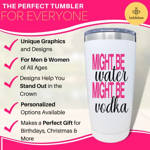 Biddlebee Travel Coffee Mug Tumbler w/ Slider Lid | 20oz Spill Proof Stainless Steel Thermos Cup for Travel | Reusable Insulated Double Wall Design for Iced Coffee & Cold Brew (Might Be Vodka) | The Storepaperoomates Retail Market - Fast Affordable Shopping
