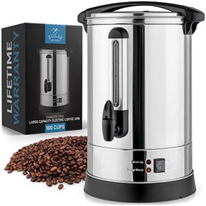 Zulay Premium 100 Cup Commercial Coffee Urn – Stainless Steel Large Coffee Dispenser For Quick Brewing – Automatic Hot Water Dispenser – Ideal for Large Crowds – Coffee Dispenser For Any Occasion