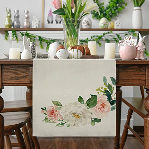 GAGEC Easter Table Runner He is Risen Floral Flower 13 x 72 Inches Burlap Long Tablecloth Holiday Decor Spring Farmhouse Dining Decorations Home Kitchen Supplies | The Storepaperoomates Retail Market - Fast Affordable Shopping