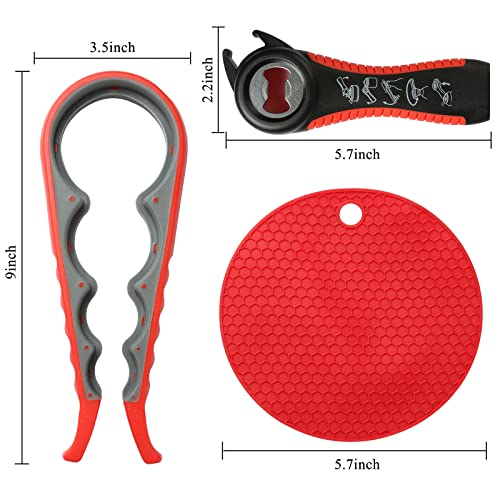 YAOGNAHS Jar Opener Multi Function Bottle Opener Kit Can Opener with Non Slip Gripper Pad | The Storepaperoomates Retail Market - Fast Affordable Shopping