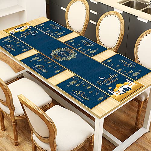 7 Pack Eid Mubarak Table Runner and Placemats Ramadan Kareem Table Decorations Star Moon Lantern Ramadan Decor Sets for Home Dining Supply (Dark Green) | The Storepaperoomates Retail Market - Fast Affordable Shopping