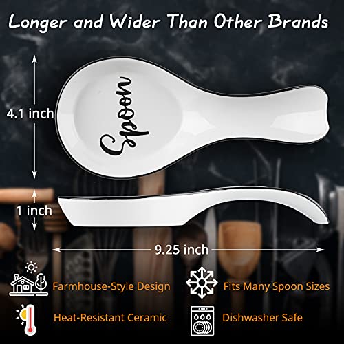 Ceramic Spoon Rest for Stove Top, DAYYET Large Spoon Holder, Farmhouse Spoon Rest for Kitchen Counter, Spatula Holder Utensil Rest for Ladles, Tong, Modern Farmhouse Kitchen Decor, White | The Storepaperoomates Retail Market - Fast Affordable Shopping