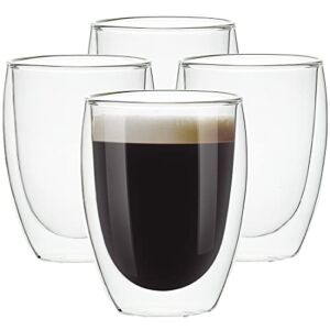 [4-Pack,12Oz] Glass Cups, Double Walled Thermo Espresso Glasses, Insulated Coffee Mugs, Drinking Glasses