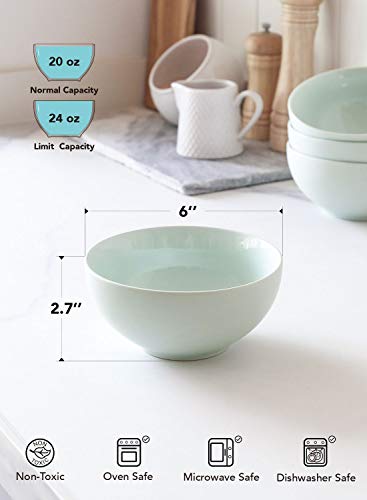 LE TAUCI Soup Cereal Bowls 22 oz, Porcelain Kitchen Bowl for Rice Pasta Salad Oatmeal, Dishwasher Microwave Oven Safe – 6 Inch, Set of 4, Turquoise | The Storepaperoomates Retail Market - Fast Affordable Shopping