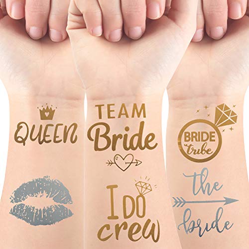 Bachelorette Party Supplies, Glass Necklace 12 Pack Team Bride and Bride/Groom to Be Beaded Bridal with 24 Pack Bride Tribe Metallic Tattoos (Pink) | The Storepaperoomates Retail Market - Fast Affordable Shopping