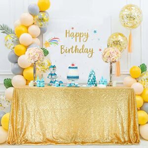 Trlyc 60 x 120-Inch Rectangular Sequin Tablecloth Gold