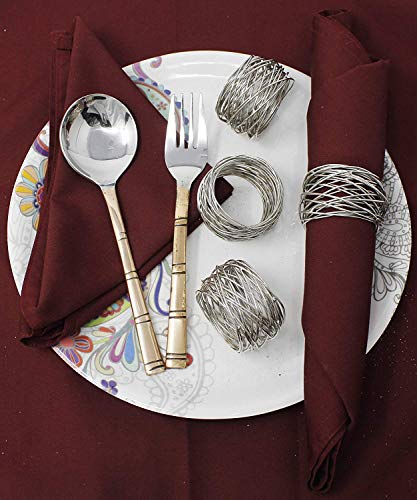 Kaizen Casa Handmade Round Mesh Napkin Rings Holder for Dinning Table Parties Everyday (Silver, 12) | The Storepaperoomates Retail Market - Fast Affordable Shopping