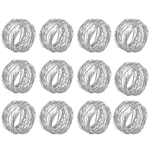 Kaizen Casa Handmade Round Mesh Napkin Rings Holder for Dinning Table Parties Everyday (Silver, 12) | The Storepaperoomates Retail Market - Fast Affordable Shopping