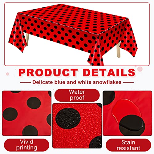 Ladybug Tablecover Ladybug Party Tablecloth Vintage Polka Dots Tablecloth Rectangular Black and Red Ladybug Table Covers for Birthday Picnic Dining Kitchen Party Decor (2 Pieces) | The Storepaperoomates Retail Market - Fast Affordable Shopping