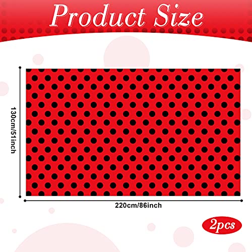 Ladybug Tablecover Ladybug Party Tablecloth Vintage Polka Dots Tablecloth Rectangular Black and Red Ladybug Table Covers for Birthday Picnic Dining Kitchen Party Decor (2 Pieces) | The Storepaperoomates Retail Market - Fast Affordable Shopping