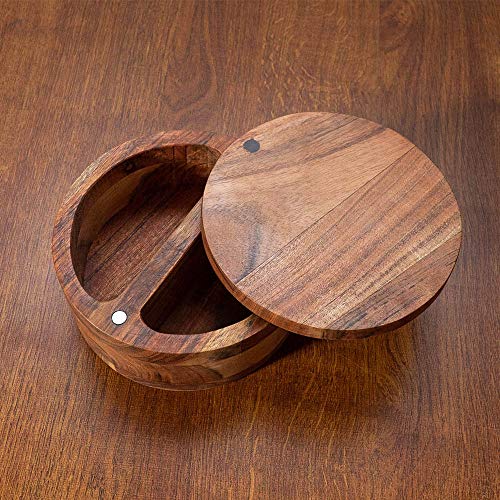 Kaizen Casa Handmade Acacia Wood Spice Box with Swivel Cover for easy access, and 2 side-by-side compartments. | The Storepaperoomates Retail Market - Fast Affordable Shopping
