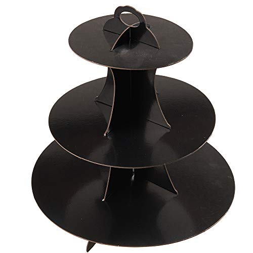 YLDW 3-Tier black Cardboard Cupcake Stand holder (12″W x 12.8″H) Tower suit for Halloween Birthday party 1-Set (black) | The Storepaperoomates Retail Market - Fast Affordable Shopping