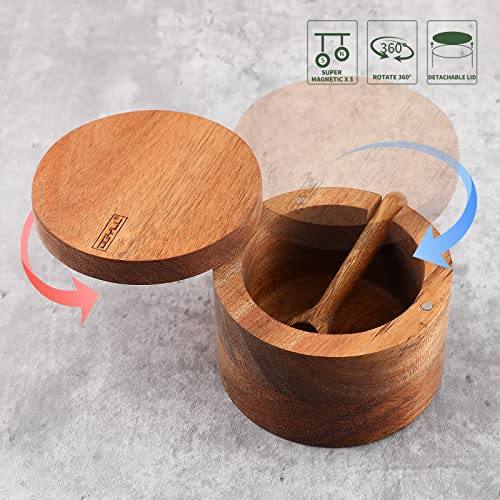 DGYLL Salt bowl, Acacia wood salt cellar with lid and spoon, salt box with swiveling lid, salt container with lid,6oz | The Storepaperoomates Retail Market - Fast Affordable Shopping