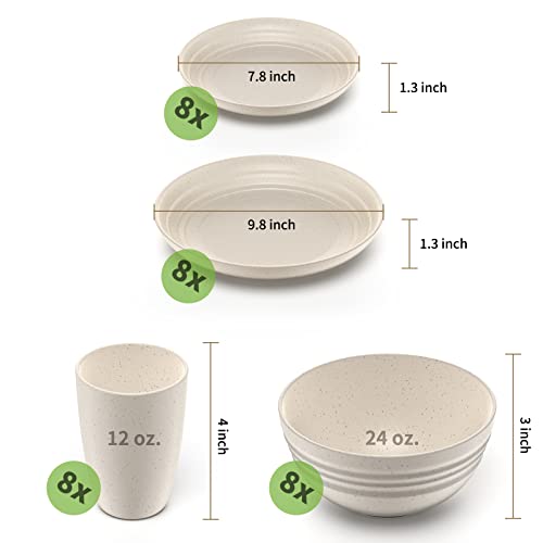 Wheat Straw Dinnerware Sets for 8,(32pieces) Dinner Plates, Dessert Plate, Cereal Bowls, Kids Cups, Microwave Dishwasher Safe, Lightweight, Unbreakable Dishes for Kitchen, Camping, RV, Multicolor | The Storepaperoomates Retail Market - Fast Affordable Shopping