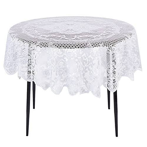 Juvale White Lace Round Tablecloth, Decorative Table Cover for Wedding Reception, Christmas Party, Vintage Style Decor (59 in) | The Storepaperoomates Retail Market - Fast Affordable Shopping