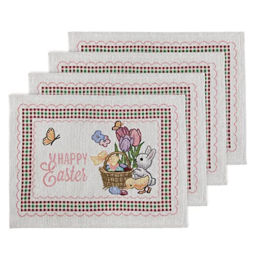 Feuille Easter Placemats Set of 4 – Bunny Placemats for Easter, Flower Spring Placemats for Easter Decorations | The Storepaperoomates Retail Market - Fast Affordable Shopping
