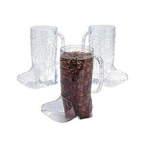 Cowboy Boot Mugs – Bulk Set of 12 Mugs, Each Holds 17 oz – Western Rodeo Party Supplies and Nashville Decorations