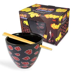 JUST FUNKY Naruto Ramen Bowl Rice Soup with Chopsticks, 16oz Black Colored Bowl with chopsticks