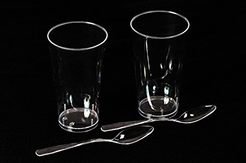 3 oz x 100 ct Dessert Cups with Spoons | Disposable Round Plastic Dessert Shooter Cups, Appetizer Bowls, Shot Glasses, Catering Supplies | by ImpiriLux | The Storepaperoomates Retail Market - Fast Affordable Shopping