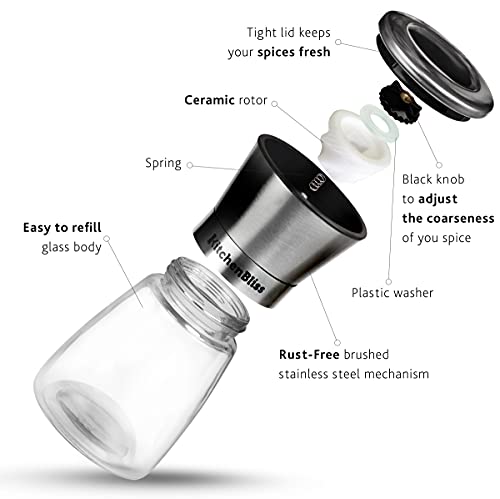 Professional Salt and Pepper Grinder Set – Premium Stainless Steel Salt and Pepper Shakers with Ceramic Spice Grinder Mill for Adjustable Coarseness – Added Bonus a Bamboo spoon and a Cleaning Brush. | The Storepaperoomates Retail Market - Fast Affordable Shopping