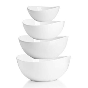 Sweese 105.401 Porcelain Bowls 10-18-28-42 Ounce Various Size Bowl Set for Serving – Set of 4, White