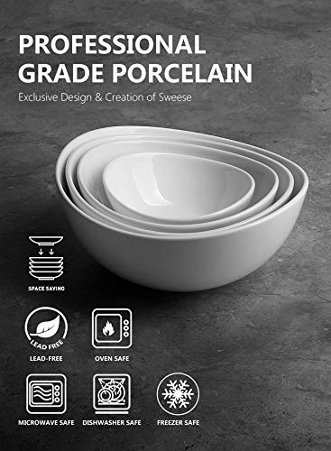 Sweese 105.401 Porcelain Bowls 10-18-28-42 Ounce Various Size Bowl Set for Serving – Set of 4, White | The Storepaperoomates Retail Market - Fast Affordable Shopping