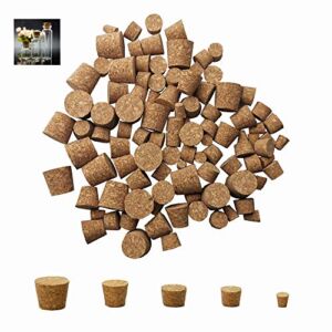Cork Stoppers – 100-Pack Mini Cork Stoppers, Tapered Cork Bottle Plugs, 5 Sizes