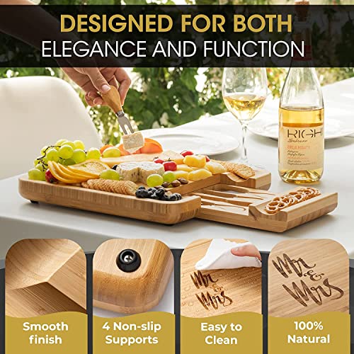DELUXY Mr and Mrs Cheese Board – Perfect Christmas Gifts For Couples, Wedding Gifts For Couples Unique 2022, Bridal Shower Gifts For Bride, Anniversary, His and Hers, Couples Gifts For Husband & Wife | The Storepaperoomates Retail Market - Fast Affordable Shopping