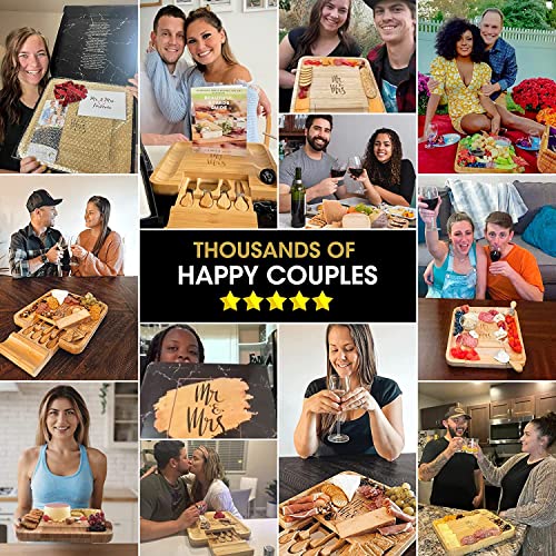 DELUXY Mr and Mrs Cheese Board – Perfect Christmas Gifts For Couples, Wedding Gifts For Couples Unique 2022, Bridal Shower Gifts For Bride, Anniversary, His and Hers, Couples Gifts For Husband & Wife | The Storepaperoomates Retail Market - Fast Affordable Shopping