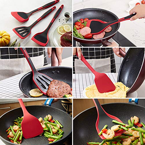 DESLON Silicone Spatula Turner,3 Piece Flexible spatulas for nonstick cookware,600°F Heat Resistant Spatulas, Ideal for Flipping Eggs, Burger,Crepe and More. Red | The Storepaperoomates Retail Market - Fast Affordable Shopping