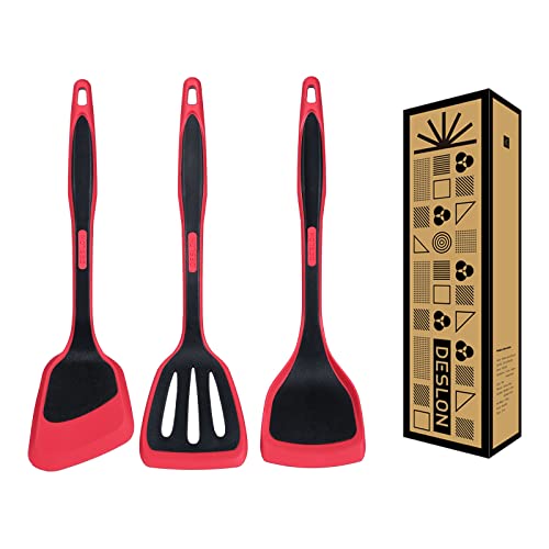 DESLON Silicone Spatula Turner,3 Piece Flexible spatulas for nonstick cookware,600°F Heat Resistant Spatulas, Ideal for Flipping Eggs, Burger,Crepe and More. Red | The Storepaperoomates Retail Market - Fast Affordable Shopping