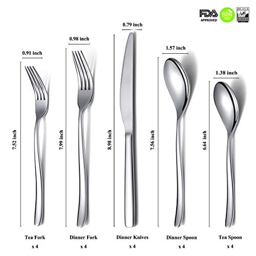 Silverware Set 20 Pieces, Stainless Steel Flatware Set, Mirror Polish Cutlery Set, Utensil Sets Service Set for 4 (Silver) | The Storepaperoomates Retail Market - Fast Affordable Shopping