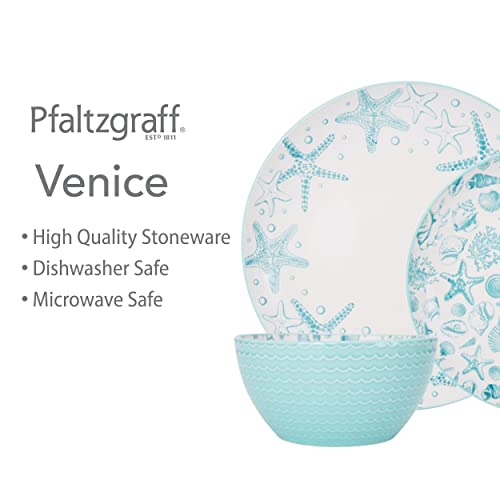 Pfaltzgraff Venice 16-Piece Stoneware Dinnerware Set, Service for 4, Aqua/White – | The Storepaperoomates Retail Market - Fast Affordable Shopping