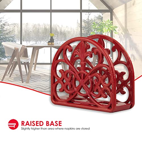 Home Basics Cast Iron Paper Napkin Holder/Freestanding Tissue Dispenser for Kitchen Countertops, Dining, Picnic Table, Indoor & Outdoor Use, Red | The Storepaperoomates Retail Market - Fast Affordable Shopping