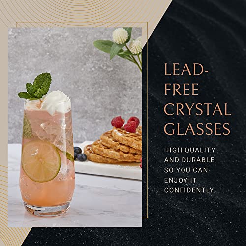 JoyJolt Gwen 18oz Highball Glasses, 4pc Tall Glass Sets. Lead-Free Crystal Glass Drinking Glasses. Water Glasses, Mojito Glass Cups, Tom Collins Bar Glassware, and Mixed Drink Cocktail Glass Set | The Storepaperoomates Retail Market - Fast Affordable Shopping