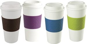 Copco Acadia Reusable To Go Mug, 16-ounce Capacity – 4-pack (Brown, Plum, Blue, Green)