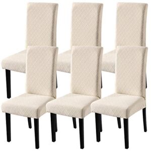 Fuloon 6 Pack Super Fit Stretch Removable Washable Short Dining Chair Protector Cover Seat Slipcover for Hotel, Dining Room, Ceremony, Banquet Wedding Party