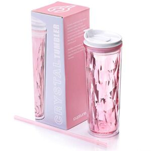 Cupture Crystal Click & Seal Shake Tumbler Cup for Hot or Cold Drinks – 22 oz (Pink Rose)
