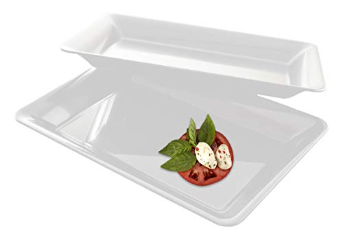 5 Rectangle White Plastic Trays Heavy Duty Plastic Serving Tray 10″ x 14″ Serving Platters Food Tray Decorative Serving Trays Wedding Platter Party Trays Great Disposable Serving Party Platters White | The Storepaperoomates Retail Market - Fast Affordable Shopping