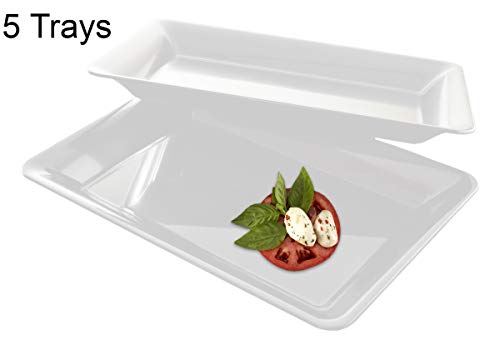 5 Rectangle White Plastic Trays Heavy Duty Plastic Serving Tray 10″ x 14″ Serving Platters Food Tray Decorative Serving Trays Wedding Platter Party Trays Great Disposable Serving Party Platters White | The Storepaperoomates Retail Market - Fast Affordable Shopping