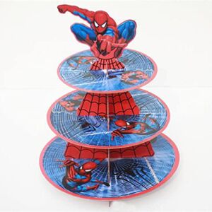 RenbangUS Spider Cupcake Stand – Spider Themed Party Decorations Supplies for Kids Birthday Party 3 Tier Cardboard