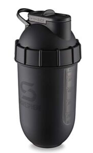 ShakeSphere Tumbler VIEW: Protein Shaker Bottle with Side Window, 24oz ● Capsule Shape Mixing ● Easy Clean Up ● No Blending Ball Needed ● BPA Free ● Mix & Drink Shakes, Smoothies, More (Matte Black)