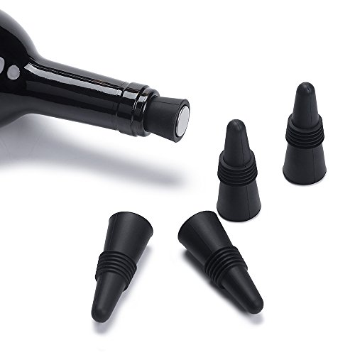 OHMAXHO Wine Stoppers (Set of 5), Silicone Wine Bottle stopper and Beverage Bottle Stoppers, Black | The Storepaperoomates Retail Market - Fast Affordable Shopping