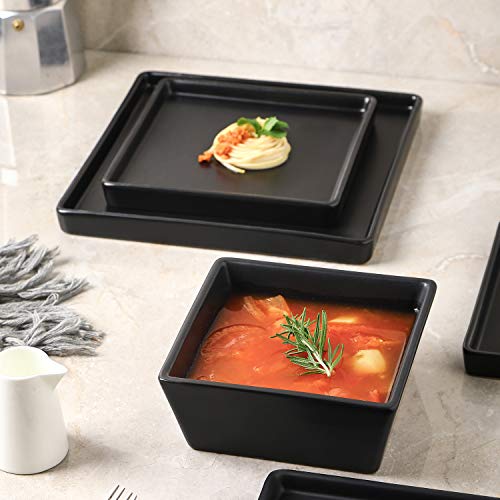 Stone Lain Grace Square Stoneware Dinnerware Set, 12 Piece Service For 4, Black | The Storepaperoomates Retail Market - Fast Affordable Shopping