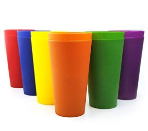 32-ounce Plastic Tumblers Large Drinking Glasses, Set of 12 Multicolor – Unbreakable, Dishwasher Safe, BPA Free