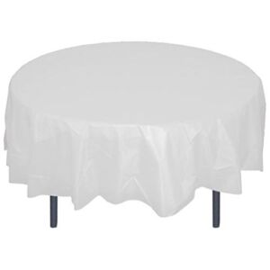 84″ Round White Plastic Tablecloth 12 Pieces Party Decor